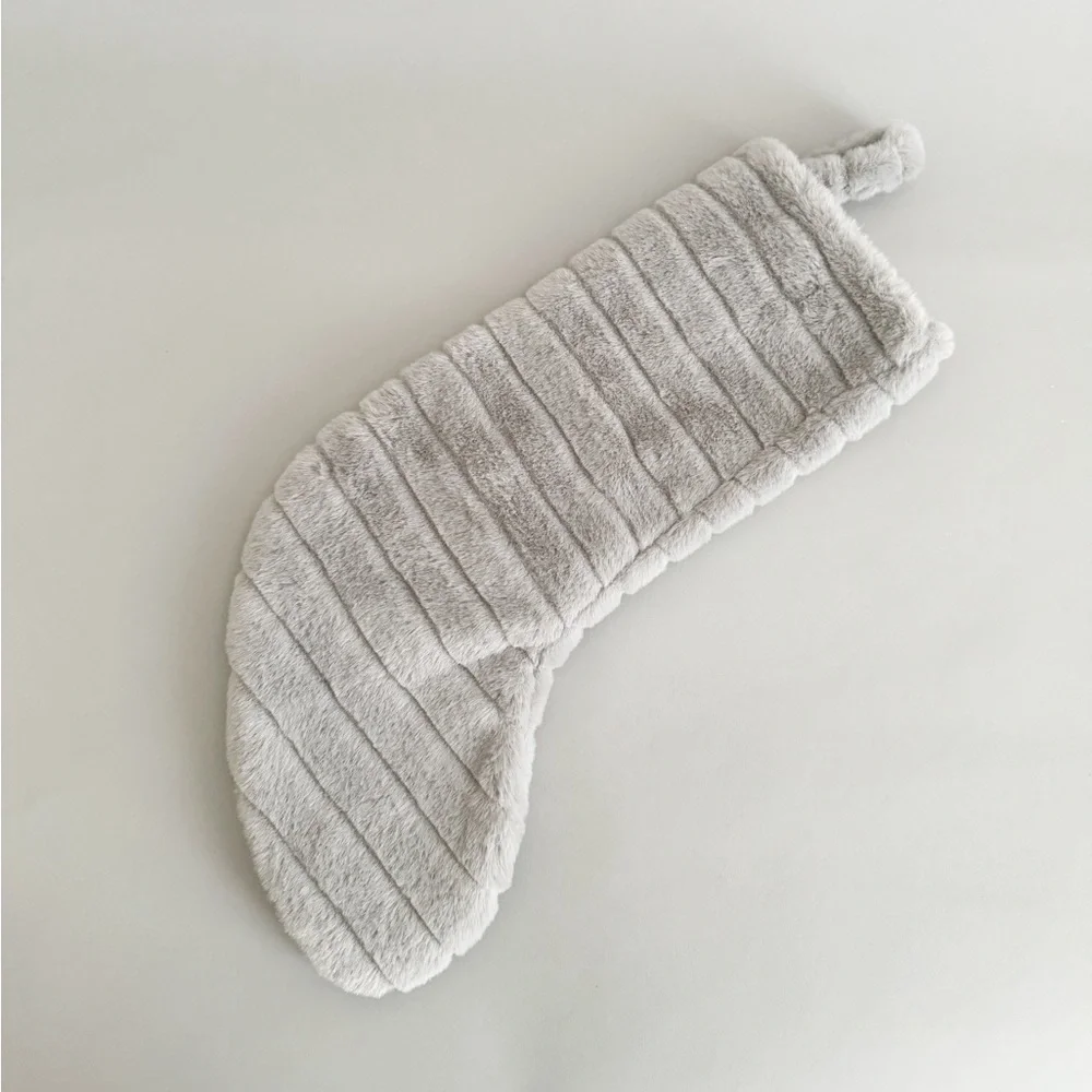 Target Wondershop Gray Fuzzy Christmas Stocking with Striped Seams